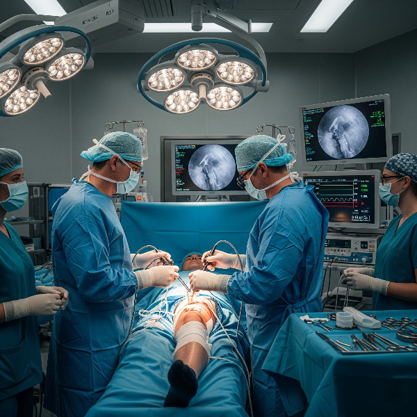 Medical Surgery Team Operating Patient Knee