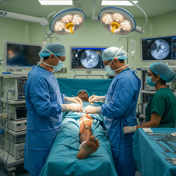 Surgical Team Operating Patient In Hospital