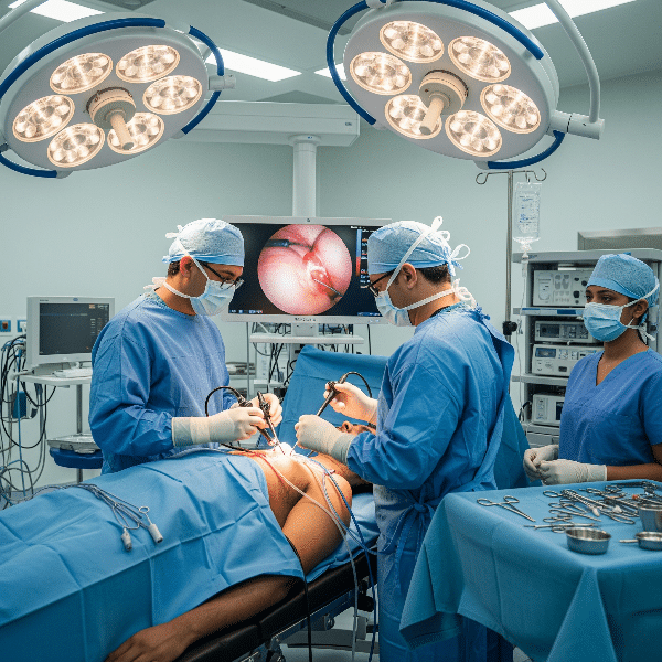 Surgical Team Operating Patient Laparoscopic Surgery