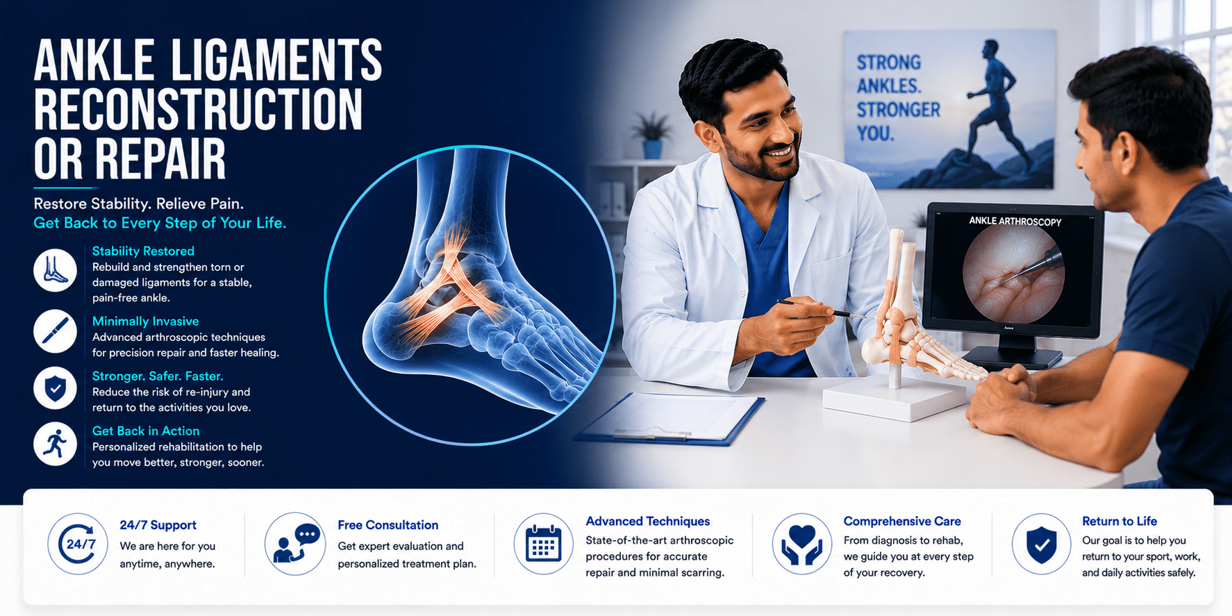 Doctor Explaining Ankle Ligament Reconstruction